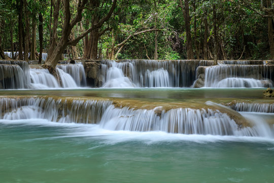 Huai Mae Khamin Waterfall tier 2, Khuean Srinagarindra National Park, Kanchanaburi, Thailand © wirojsid