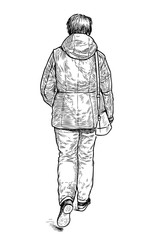 Fototapeta premium Hand drawing of a casual urban pedestrian