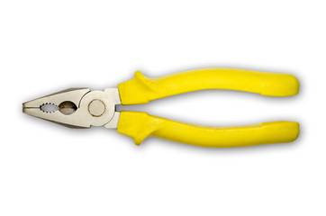 Yellow handle pliers isolated on white background , Clipping Path