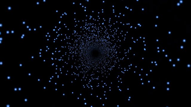 Entering a wormhole in hyperspace with blue neon stars