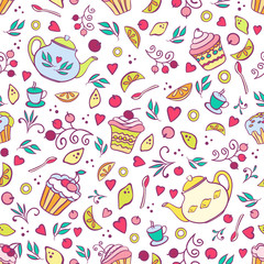 Tea time seamless pattern