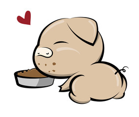 Illustrations of pig action logo on white background, Animals vector of isolated a cute pig icon