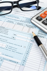 Individual income tax returm form by IRS, concept for taxation