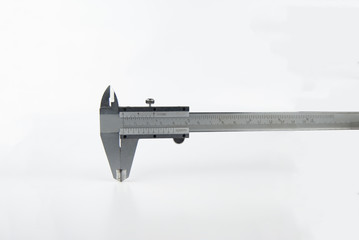 vernier caliper metal on plain isolated white background