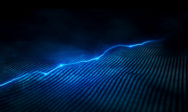 glowing line in a binary code matrix, 3d illustration
