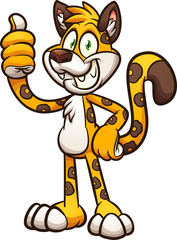 Happy jaguar or cheetah mascot clip art. Vector illustration with simple gradients. All in a single layer.  © Memoangeles
