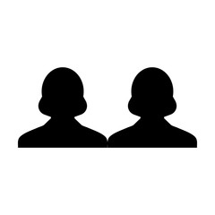Hr icon vector female group of persons symbol avatar for business in flat color glyph pictogram illustration