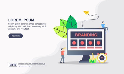 Vector creative illustration of brand with icons. Branding technology concept. design for branding