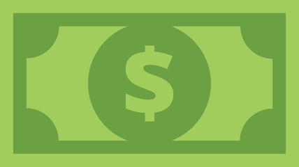 Dollar bill, green currency banknote, cash and money symbol. Flat vector illustration.