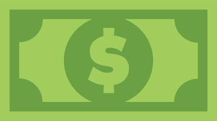 Dollar bill, green currency banknote, cash and money symbol. Flat vector illustration. - obrazy, fototapety, plakaty