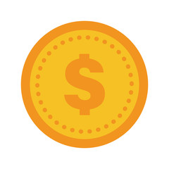 Coin vector icon, yellow gold money symbol. Flat vector illustration.