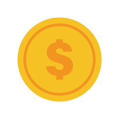 Coin vector icon, yellow gold money symbol. Flat vector illustration.
