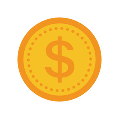 Coin vector icon, yellow gold money symbol. Flat vector illustration.