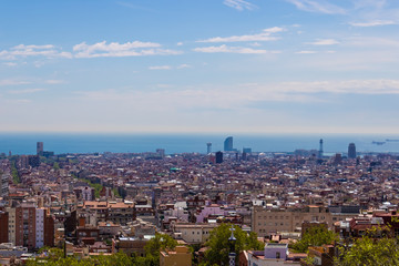 Obraz premium BARCELONA, SPAIN - 20 APRIL 2019: Colorful city view on a sunny day - Image