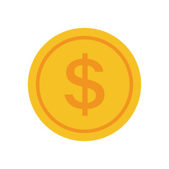 Coin vector icon, yellow gold money symbol. Flat vector illustration.