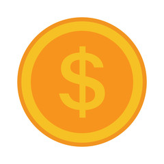 Coin vector icon, yellow gold money symbol. Flat vector illustration.