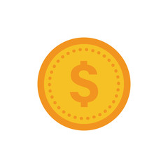 Coin vector icon, yellow gold money symbol. Flat vector illustration.