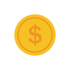 Coin vector icon, yellow gold money symbol. Flat vector illustration.