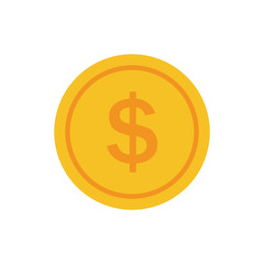 Coin vector icon, yellow gold money symbol. Flat vector illustration.