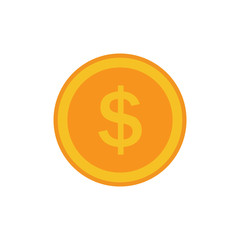 Coin vector icon, yellow gold money symbol. Flat vector illustration.