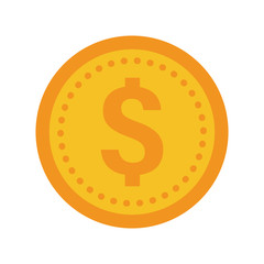 Coin vector icon, yellow gold money symbol. Flat vector illustration.