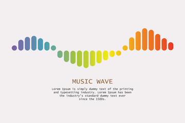 Music wave player logo. Colorful equalizer element