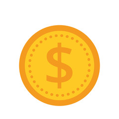 Coin vector icon, yellow gold money symbol. Flat vector illustration.