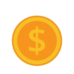 Coin vector icon, yellow gold money symbol. Flat vector illustration.