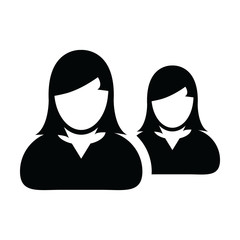 People icon vector female group of persons symbol avatar for business management team in flat color glyph pictogram illustration