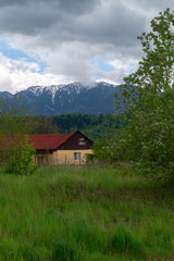 House overlooking the Great Stone Mountains (Piatra Mare Massif), Brasov, Transylvania, Romania 