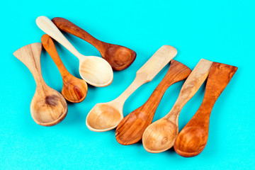 different handmade wooden spoons