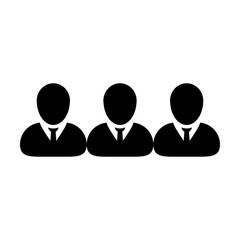 Businessman icon vector male group of persons symbol avatar for managemetn team in flat color glyph pictogram illustration