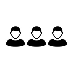 Leader icon vector male group of persons symbol avatar for business management team in flat color glyph pictogram illustration