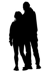 Couple of young guy and girl on white background