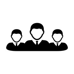 Business person icon vector male group of persons symbol avatar for business management team in flat color glyph pictogram illustration