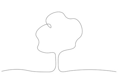 Tree on white background line drawing vector illustration