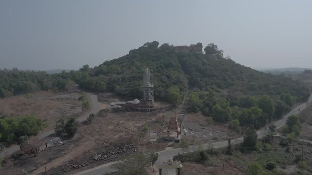 Pajaka kshetra pilgrimage place near Udupi, India, 4k aerial ungraded/flat