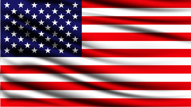 American flag blowing in the wind.  USA flag waving. Background texture. 