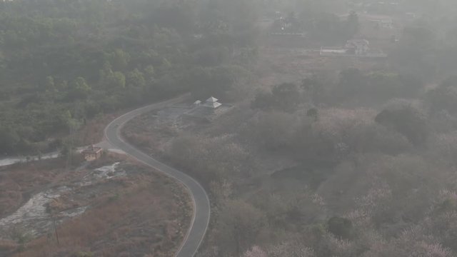 Pajaka kshetra pilgrimage place near Udupi, India, 4k aerial ungraded/flat