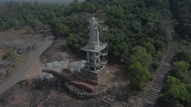 Pajaka kshetra pilgrimage place near Udupi, India, 4k aerial ungraded/flat