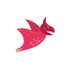 Cute cartoon pterodactyl flying and smiling © sabelskaya