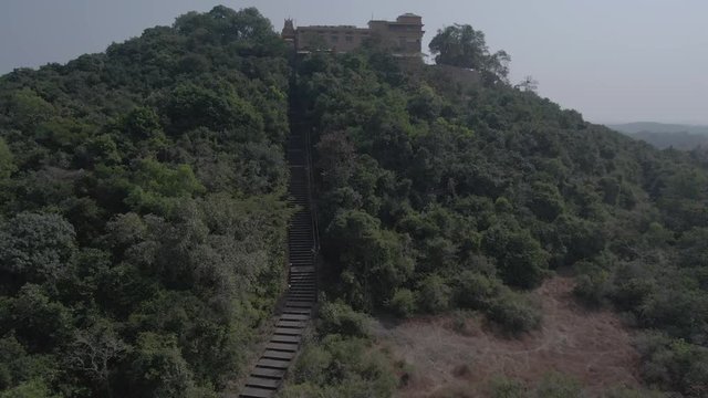 Pajaka kshetra pilgrimage place near Udupi, India, 4k aerial ungraded/flat