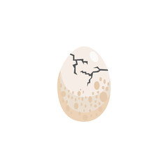 Egg of dinosaur with cracks flat vector illustration isolated on white background.