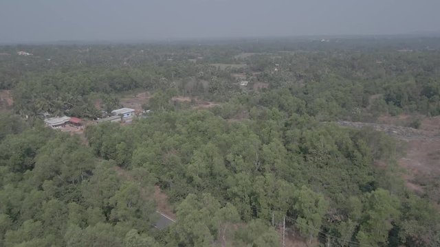 Pajaka kshetra pilgrimage place near Udupi, India, 4k aerial ungraded/flat