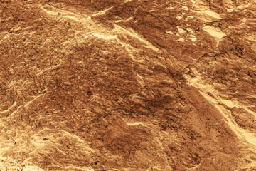 Vintage yellow background. Rough painted wall of aspen gold color. Imperfect plane of golden colored. Uneven old decorative toned backdrop of yellow tint. Texture of gold hue. Ornamental stony surface