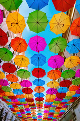 Fototapeta na wymiar Umbrella street in Timisoara