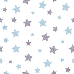 Background with hand drawn stars. Vector.