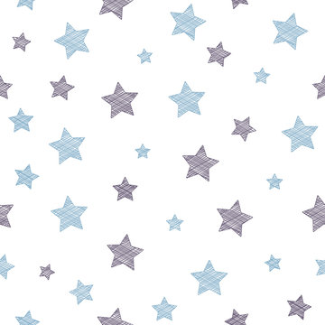 Background with hand drawn stars. Vector.