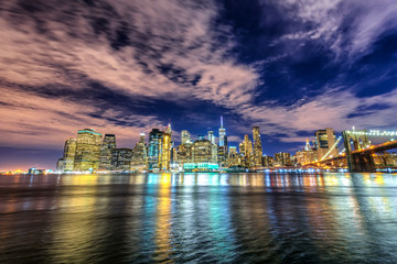 Fototapeta na wymiar Lower Manhattan by night, NYC