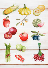 Owoce i warzywa na desce